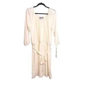 Vicky Tiel Midi Blouson Dress XL Ivory Cottagecore Boho Bohemian Lace Trim NWT
